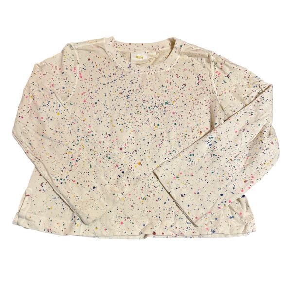 NWOT Anthropologie Maeve Jamie Paint-Speckled Sweatshirt Size Small Cream Boho - Picture 4 of 11